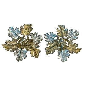 Sarah Coventry Gold & Silver Leaves Clip-On Earrings